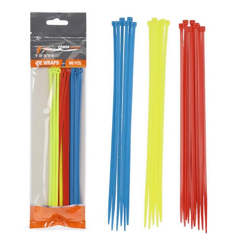 Tool & Tree Kabelbinder Set 50 Stk. – 250mm lang - Kabelbinder farbig (Rot, Gelb, Blau) - UV-beständig – Stark, vielseitig – Zip ties für Garten, Kabelmanagement, Werkstatt, uvm. von Tool & Tree