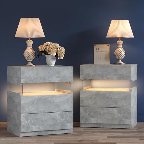 ToolArtess Nachttisch 2 Ser LED Nachttische mit Schublade Moderne Morden Nachtkommode mit LED Licht für Wohnzimmer ToolArtess Nachttisch 2 Ser LED Nachttische mit Schublade Moderne Morden Nachtkommode mit LED Licht für Wohnzimmer von ToolArtess