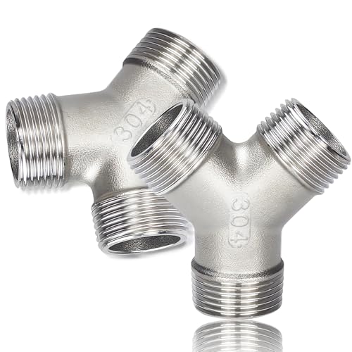 2 Stück 304 Edelstahl Wasseranschluss Verteiler, 3/8 Zoll Edelstahl Y Stück, 3/8" AG 2 Wege Verteiler, Y förmig Wasseranschluss, DN10 Y-Verteiler für Warm und Kaltwasserversorgung, Trinkwasser von ToolKnight