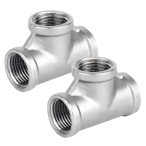 2 Stück 304 Edelstahl 3/4 Zoll T-Stück, 3/4" Edelstahl T-Stück 90° IG/IG/iG, Abzweig Verteilerstück Innengewinde Fitting, DN20 T-stück Wasseranschluss für Trinkwasser, Klimaanlage und Kälteanlage von ToolKnight