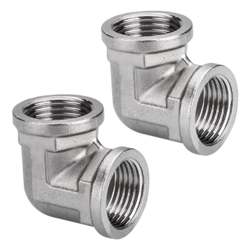 2 Stück Edelstahl Winkeladapter, 3/4" IG/IG Rohrwinkel Bogen, 3/4 Zoll Winkel 90 grad, Winkelbogen mit Innengewinde, DN20 Rohrverschraubung Anschlussstücke, 3/4 Zoll Verbindungsstück für Trinkwasser von ToolKnight