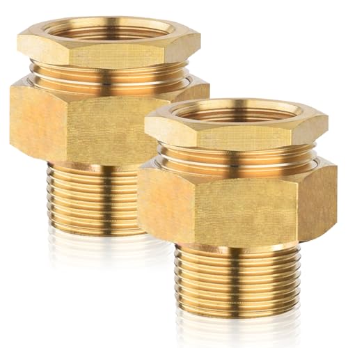 2 Stück Messing Verschraubung 1 Zoll, 1" AG/IG Messing Beweglich Verschraubung, Gewindefittings Durchgang G1, Verschraubung mit Dichtung, DN25 Rohrverschraubung für Wasser- und Heizsysteme von ToolKnight