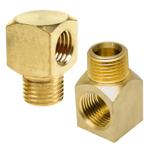 2 Stück Winkel 90 Grad Fittinge, 1/4" Außengewinde x 1/4" Innengewinde 90° Winkel Messing Fittinge, DN8 Gewinde Winkelverbinder Rohrverschraubung, Rohrverbindungen für Rohrverbindungs-Umwandlung 2 Stück Winkel 90 Grad Fittinge, 1/4" Außengewinde x 1/4" Innengewinde 90° Winkel Messing Fittinge, DN8 Gewinde Winkelverbinder Rohrverschraubung, Rohrverbindungen für Rohrverbindungs-Umwandlung von ToolKnight