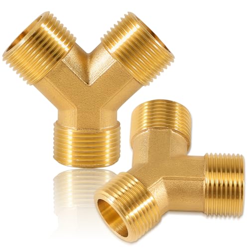 2 Stück Y-Stück Verteiler Fittinge, 3/4" Außengewinde Messing Gabelstück, 3-Wege-Y-Form Rohrverschraubungen, 3/4 Zoll AG x AG x AG Y-Verteiler, Gartenschlauchverteiler, für Wasser, Öl, Luft 2 Stück Y-Stück Verteiler Fittinge, 3/4" Außengewinde Messing Gabelstück, 3-Wege-Y-Form Rohrverschraubungen, 3/4 Zoll AG x AG x AG Y-Verteiler, Gartenschlauchverteiler, für Wasser, Öl, Luft von ToolKnight