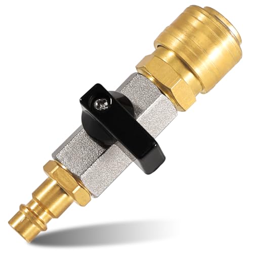 Druckluft Absperrhahn, 3/8 Zoll Messing Druckluft-Schnellwechselkupplung, G 3/8" Metall Druckluft Zubehör, Messing Schnellkupplung, Luftfüllventil, mit Tülle 7,2 NW für Absperren der Luftzufuhr Druckluft Absperrhahn, 3/8 Zoll Messing Druckluft-Schnellwechselkupplung, G 3/8" Metall Druckluft Zubehör, Messing Schnellkupplung, Luftfüllventil, mit Tülle 7,2 NW für Absperren der Luftzufuhr von ToolKnight