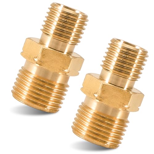 Gasschlauch Verbinder Doppelnippel, 2 Stück AG 1/4" lks x AG 3/8" lks Messing Gasschlauch Verbinder, Doppelnippel Kupplung Propan Acetylen Gasschlauch Außengewinde, für Gas,Flüssigkeiten Rohrleitungen von ToolKnight