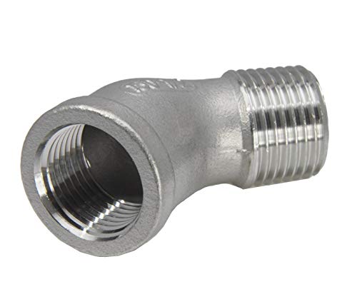 Einschraubwinkel 45° mit Gewinde Rp 1/4"(IG) - R 1/4" (AG), 16 bar Edelstahl von ToolNerds