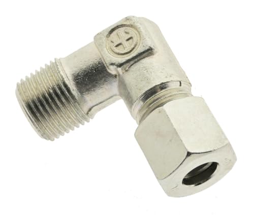 Winkel - Schneidringverschraubung 8 L-R 1/4", Stahl verzinkte 90° Einschraubverschraubung leichte Baureihe von ToolNerds