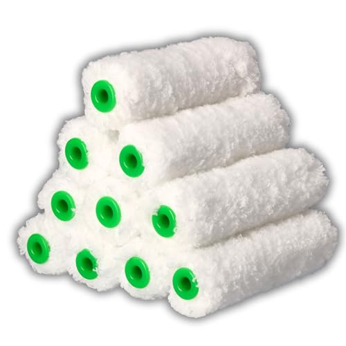 ToolSpace 10x Mikrofaserrolle 11 cm Farbroller Mikrofaser Florhöhe 11mm Minimiert Farbspritzer Farbwalze für Acryl Latex Emulsions und Lösemittelbasis Farbe Wandfarbe Mikrofaserwalze Malerzubehör DIY von ToolSpace