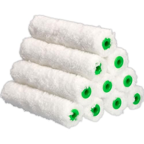 ToolSpace 10x Mikrofaserrolle 15 cm Farbroller Mikrofaser Florhöhe 11mm Minimiert Farbspritzer Farbwalze für Acryl Latex Emulsions und Lösemittelbasis Farbe Wandfarbe Mikrofaserwalze Malerzubehör DIY von ToolSpace