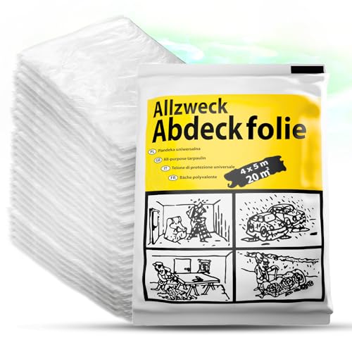 ToolSpace 25er Set Abdeckfolie 4 x 5m PE-Folie Transparente Stark Malerfolie Staubschutzfolie Plastikplane Baufolie Malervlies Tapete Baufolie Allzweck-Folie - Malerplane für Renovierung, Malerarbeit ToolSpace 25er Set Abdeckfolie 4 x 5m PE-Folie Transparente Stark Malerfolie Staubschutzfolie Plastikplane Baufolie Malervlies Tapete Baufolie Allzweck-Folie - Malerplane für Renovierung, Malerarbeit von ToolSpace