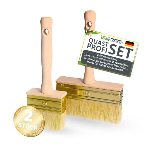 ToolSpace 2X Quast Set 70/130 mm Flächenstreicher Deckenbürste Kleisterbürste Fassadenpinsel Pinselset Tapetenpinsel Naturborsten Holzgriff Fassadenpinsel Streichbürste Kleisterpinsel Borstenpinsel von ToolSpace