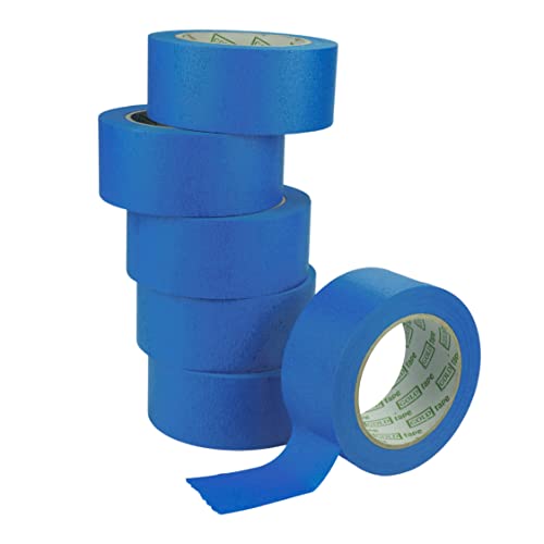 ToolSpace Kreppband Malerband Set Blau - Profi Maler Klebeband für Renovierungsarbeiten Masking Tape - Lösungsmittelfrei 48 mm / 50 m Rolle Set mit 6 Stück 300 m von ToolSpace