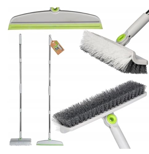 ToolSpace Bodenscheuerbürste 127 cm Teleskopgriff, 2er Set: Schabbürste und Bodenschrubber Steife Borsten Duschschrubber Reinigung von Terrasse Bad Garage Küche Wanne Teppiche Fugenbürste Bodenschaber von ToolSpace