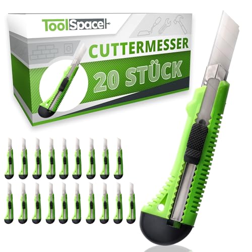 ToolSpace Cuttermesser Profi 20x Robuster Konstruktion Carbonstahl 7-Segment Klingen 18mm SUPER Scharf Teppichmesser Profi Cutter Messer Stanleymesser Besser als Einweg Stanley Messer Tapetenmesser ToolSpace Cuttermesser Profi 20x Robuster Konstruktion Carbonstahl 7-Segment Klingen 18mm SUPER Scharf Teppichmesser Profi Cutter Messer Stanleymesser Besser als Einweg Stanley Messer Tapetenmesser von ToolSpace