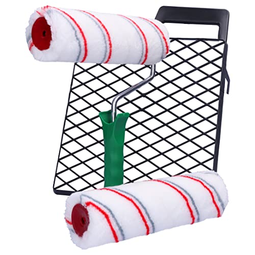 ToolSpace Duocolor Malerrollen Set mit Abstreifgitter - 2 x Farbroller mit Polyacrylfasern und 23 cm Griff - 25 cm Gitter - 4 Elemente Malerset mit Pinselroller von ToolSpace
