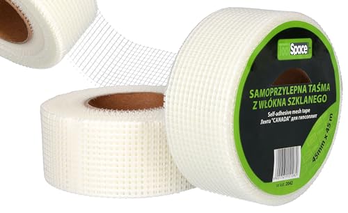 ToolSpace | Armierungsgewebe | 4,5 cm x 45 m | Rigipsplatten Tape | Selbstklebend | Fugenspachtel | Reparaturgewebe | Gipsband | Kantenband | Eckenschutz | Wall Repair von ToolSpace