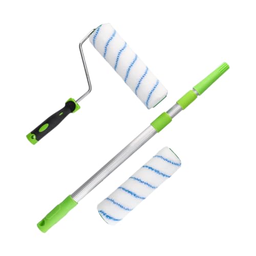 ToolSpace Malerset Farbroller Farbwalzen mit Teleskopstab 130 cm Lackierrollen Set aus Nylon 2x 25cm und 1xGriff Malerrolle Wandroller für Wände Decken Innenräume Renovierung Streichen Weißeln von ToolSpace
