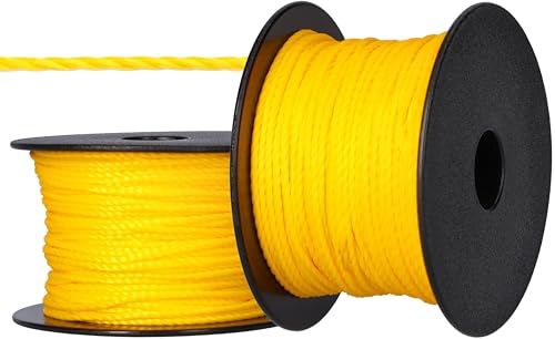 ToolSpace Maurerschnur Bauschnur - 50m x 1.6mm - Gelb - Polypropylen-Seide - Richtschnur - Lotschnur - Stärke Pflasterschnur - langlebig & reißfest - Maurerschnur für Wasserwaage von ToolSpace