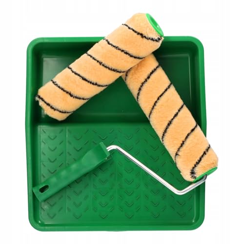 ToolSpace Orange Professionelles 2er-Set Farbroller - Farbroller und Farbwannen-Sets - Professionelle Decken- und Wandfarbroller - Farbroller für Malerarbeiten - Farbwanne- und Rollenset 25 cm von ToolSpace