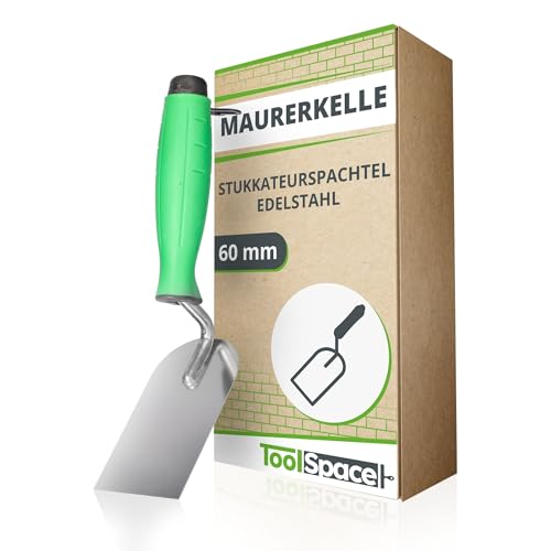 ToolSpace Präzisions-Stuckateurkelle aus Edelstahl mit gummiertem Griff 60mm - Präzises Werkzeug zum Auftragen von Mörtel ToolSpace Präzisions-Stuckateurkelle aus Edelstahl mit gummiertem Griff 60mm - Präzises Werkzeug zum Auftragen von Mörtel von ToolSpace