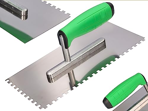 ToolSpace Premium Zahnspachtel für Gips und Kleber | Zahnkelle mit Edelstahlblatt Made in EU | Zahnglättekelle- Langlebig, komfortabel und universell einsetzbar | 13cm x 27cm | 10mm Zahn von ToolSpace