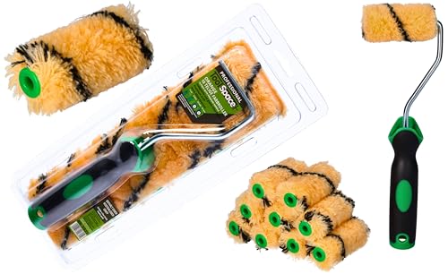 ToolSpace 10er Set Farbroller - 7 cm - mit Griff - Lasurwalze Lackier-Set Lackrollen Langflorige Farbrolle Streich Rolle Langflorrolle Farbwalze Maler Zubehör Polyacrylfarbroller Absorbierende Rolle von ToolSpace