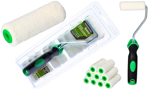 ToolSpace 10er Set Lackwalzen - 7 cm - mit Griff - Beständig gegen Lösungsmittel Lackierwalze Farbroller Velourrollen für Lacke Lackierrolle Velur/Polyacryl Walzenrolle Flock Malerrollen für Holzlack von ToolSpace