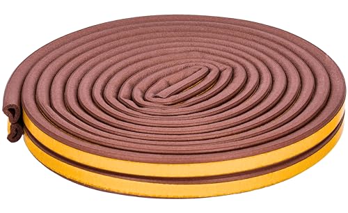 ToolSpace | Selbstklebendes Dichtungsband für Türen und Fenster | 6m | D Profil Braun | Türdichtung | Fensterdichtung | Anti-Kollision Dichtungsstreifen | Gummidichtung | Schaumsiegelstreifen von ToolSpace