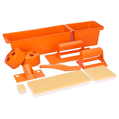 ToolSpace Malerset Streichsets für Wandfarbe Schwer zugängliche Stellen 9 Teilig Streichkissen Set Saugfähigen Schwämmen Farbwanne mit Walze Acrylfarben Ölfarben Wasserbasierte Farben Lackierwanne von ToolSpace