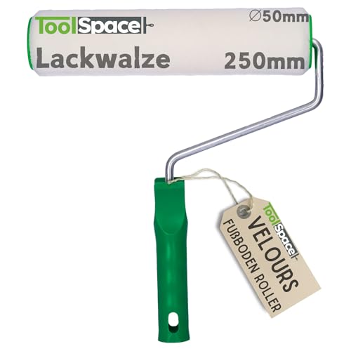 ToolSpace Velours Lackwalze - Φ50 mm - 25 cm - Fußboden und Möbelroller - Lackrollen für Lacke - Schaumwalze, Farbrolle für Holz, Streichen von Möbeln - Epoxidfarben Polyesterharze - Extrem Haltbar von ToolSpace