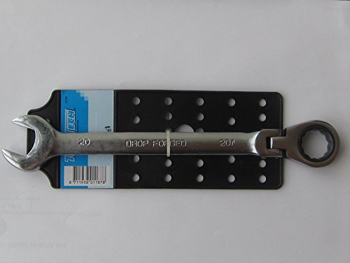 Ratschenschlüssel Gabelschlüssel Ringschlüssel mit Gelenk SW 20 mm, Stahl geschmiedet, 1 Stück, 10760 von ToolTech