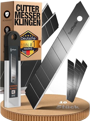 Cuttermesser Klingen 18mm – 10 Stück Universal Ersatzklingen Cutter SK5- Stahl, Teppichmesser Klingen – Scharfe Klingen Cutter-messer I Abbrechklingen I Cutterklingen I Top Klinge von ToolTopia