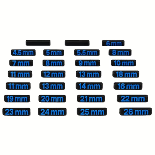 Toolbox Widget Metrische Schlüsselgrößen-Etiketten (4 mm – 26 mm) – 27 modulare Einsätze für vertikale Schraubenschlüssel-Organizer von Toolbox Widget