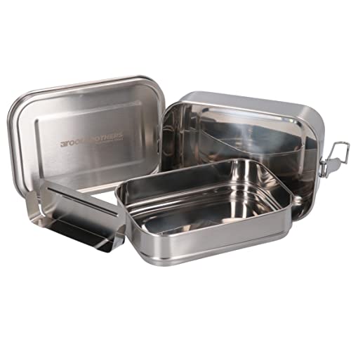 Toolbrothers Fan Edelstahl Brotdose mit 2 Etagen und Edelstahl Deckel 1340 ml von Toolbrothers
