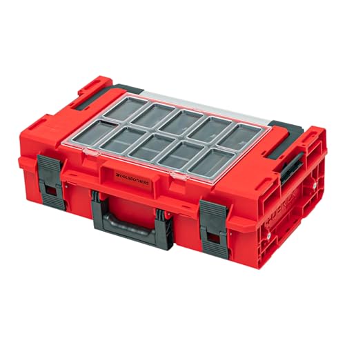 Toolbrothers RHINO XXL Werkzeugkoffer ULTRA Handling+ Höhe M 15,4 l IP66 mit herausnehmbaren Trennwänden + Boxen von Toolbrothers