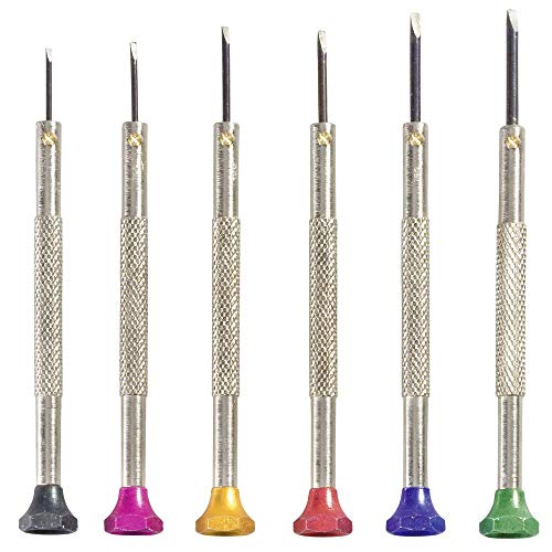 TOOLCRAFT 12-delig Uhrmacher-Schraubendreher-Satz 12teilig Klingenbreite: 0.8 mm, 1 mm, 1.2 mm, 1.4 mm, 1.6 mm, 1.8 mm von Toolcraft