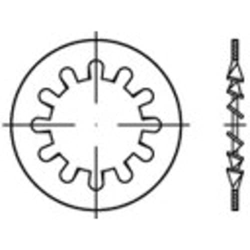 TOOLCRAFT 138376 Zahnscheiben Innen-Durchmesser: 4.3 mm DIN 6797 Federstahl galvanisch verzinkt 500 St. von Toolcraft