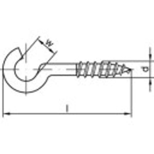 Toolcraft 159613 Gebogene Schraubhaken 80 mm Stahl galvanisch verzinkt 100 St. von Toolcraft