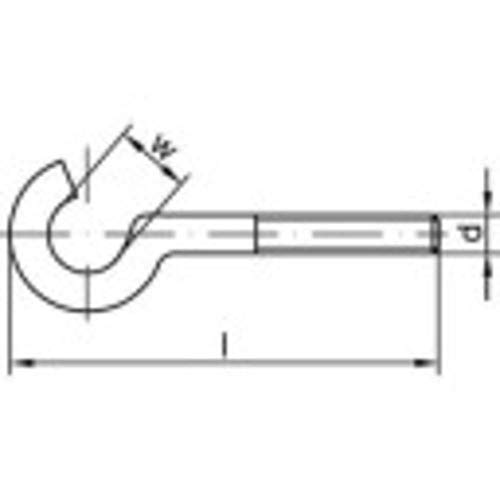 Toolcraft 159621 Gebogene Schraubhaken 60 mm Stahl galvanisch verzinkt 100 St. von TOOLCRAFT