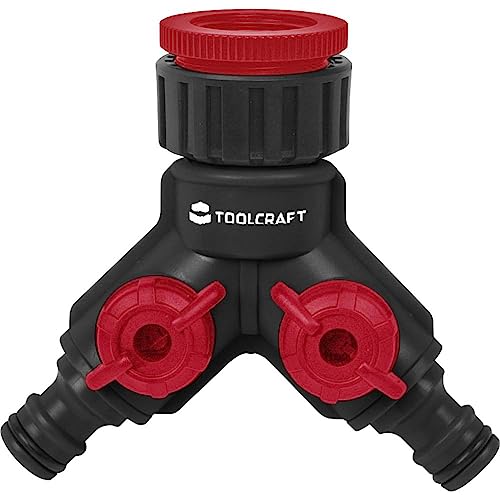 TOOLCRAFT 2302363 Kunststoff 2-Wege-Verteiler Steckkupplung Wasserstop, mit Regulierventil von Toolcraft