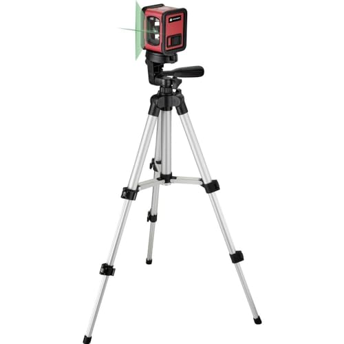 TOOLCRAFT CL12-G Kreuzlinienlaser inkl. Stativ I selbstnivellierend I grüner Laser I Reichweite 12 m I Trockenbauwände I Fliesenverlegen I Laser-Klasse 2 I Präzisionswerkzeug von Toolcraft