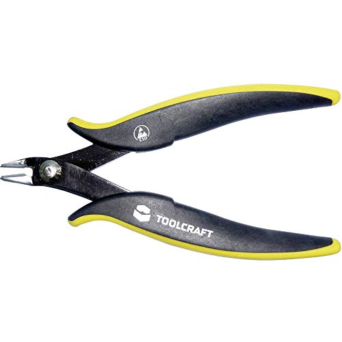 TOOLCRAFT ESD Seitenschneider I 128 mm Zange I Schneidhärte 60 HRC I ohne Facette I Kabelschneidzange I Elektronikzange I Antistatik von Toolcraft