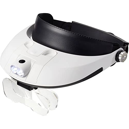 TOOLCRAFT Kopflupe I LED-Beleuchtung I 5 austauschbare Linsen I Handwerk I Hobby I Weiß-Schwarz I Vergrößerung 1.0 x - 3.5 x I Lupenleuchte TOOLCRAFT Kopflupe I LED-Beleuchtung I 5 austauschbare Linsen I Handwerk I Hobby I Weiß-Schwarz I Vergrößerung 1.0 x - 3.5 x I Lupenleuchte von Toolcraft
