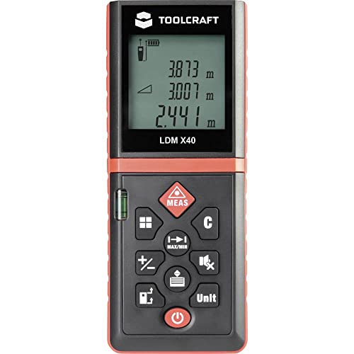 TOOLCRAFT LDM X40 Laser-Entfernungsmesser I Entfernungsmesser 40m I präzises Messen I Laser-Messgerät I digitales Distanzmessgerät I Bau-Laser-Entfernungsmessgerät I Additions- und von Toolcraft