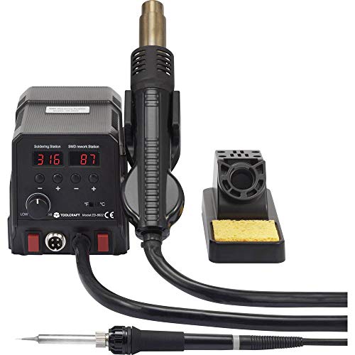 TOOLCRAFT Löt-/Entlötstation I SMD Entlötsystem I Heißluft-Lötstation I Heißluftgebläse Lötkolben I Digitale Lötstation I LCD-Display I 360W Leistung I Elektronik-Reparatur von Toolcraft