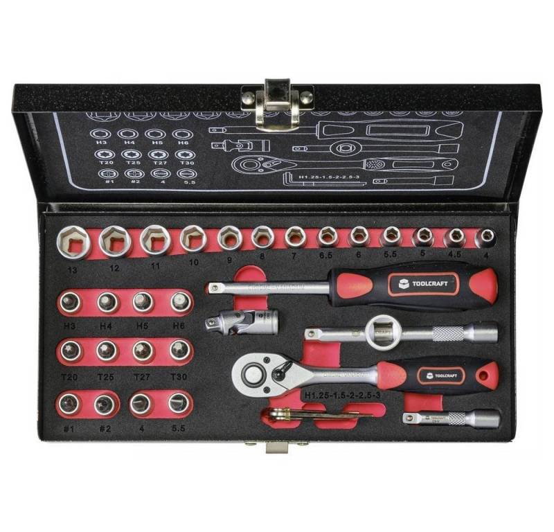 TOOLCRAFT Steckschlüssel Steckschlüsselsatz 6.3 mm (1/4) 36tlg 826363 von Toolcraft