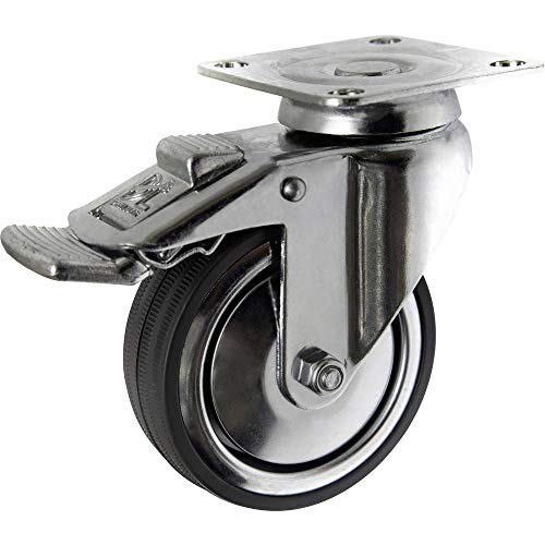 TOOLCRAFT TO-5137914 Lenkrolle mit Feststellbremse und Anschraubplatte 80 mm Gummi Tragfähigkeit (max.): 70 kg von Toolcraft
