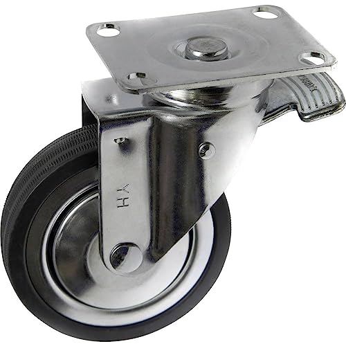 TOOLCRAFT TO-5137929 Lenkrolle mit Feststellbremse und Anschraubplatte 100 mm Gummi Tragfähigkeit (max.): 80 kg von Toolcraft