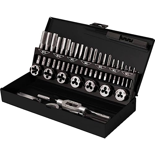TOOLCRAFT Gewindeschneidsatz | DIN 352, DIN 223 | 32-teilig Gewindeschneider-Set | Stahl-Gewindeschneider | M3, M4, M5, M6, M8, M10, M12 | Werkzeug-Set | | Handwerkzeug Set, Heimwerker Werkzeug von Toolcraft